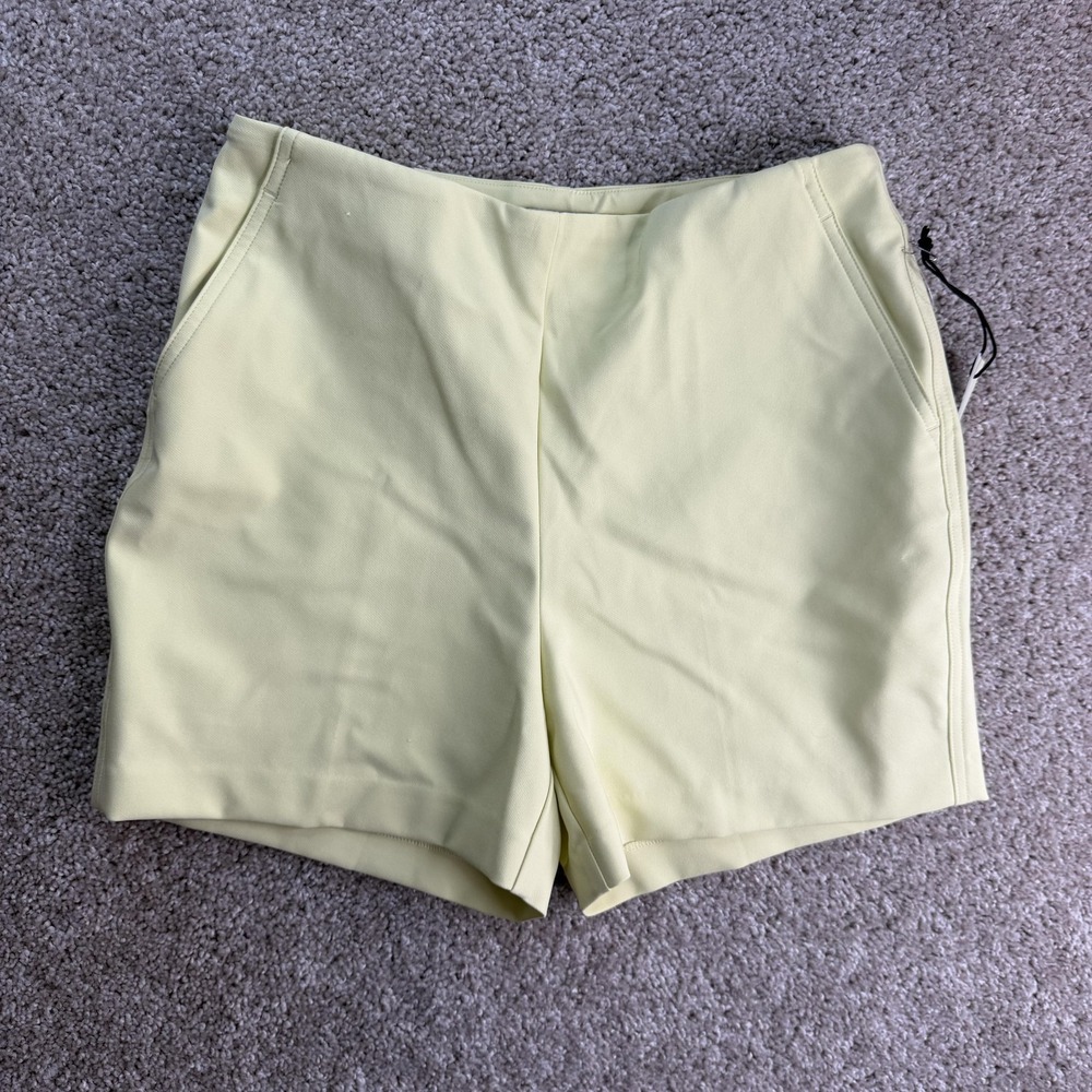 Rachel Zoe Chino Shorts Womens 8 Yellow Stretch Zip Slash Pockets Summer Casual